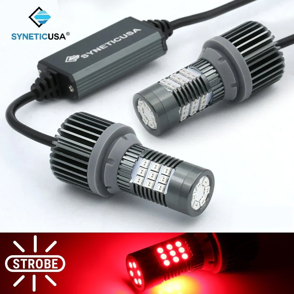 Built-in Resistor CANBUS LED Strobe Red Brake Light Bulbs - Image 2