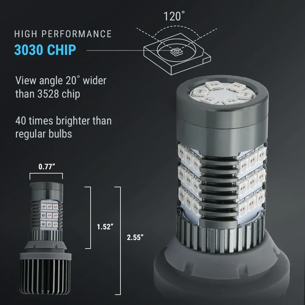 Built-in Resistor CANBUS LED Strobe Red Brake Light Bulbs - Image 7