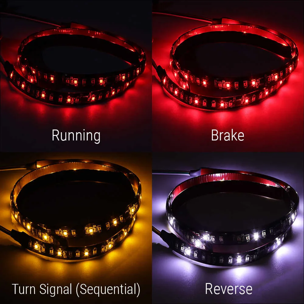 2 pcs 19.3" Single Row LED Flowing Tailgate Light Strip Brake Reverse Signal Light - Image 2