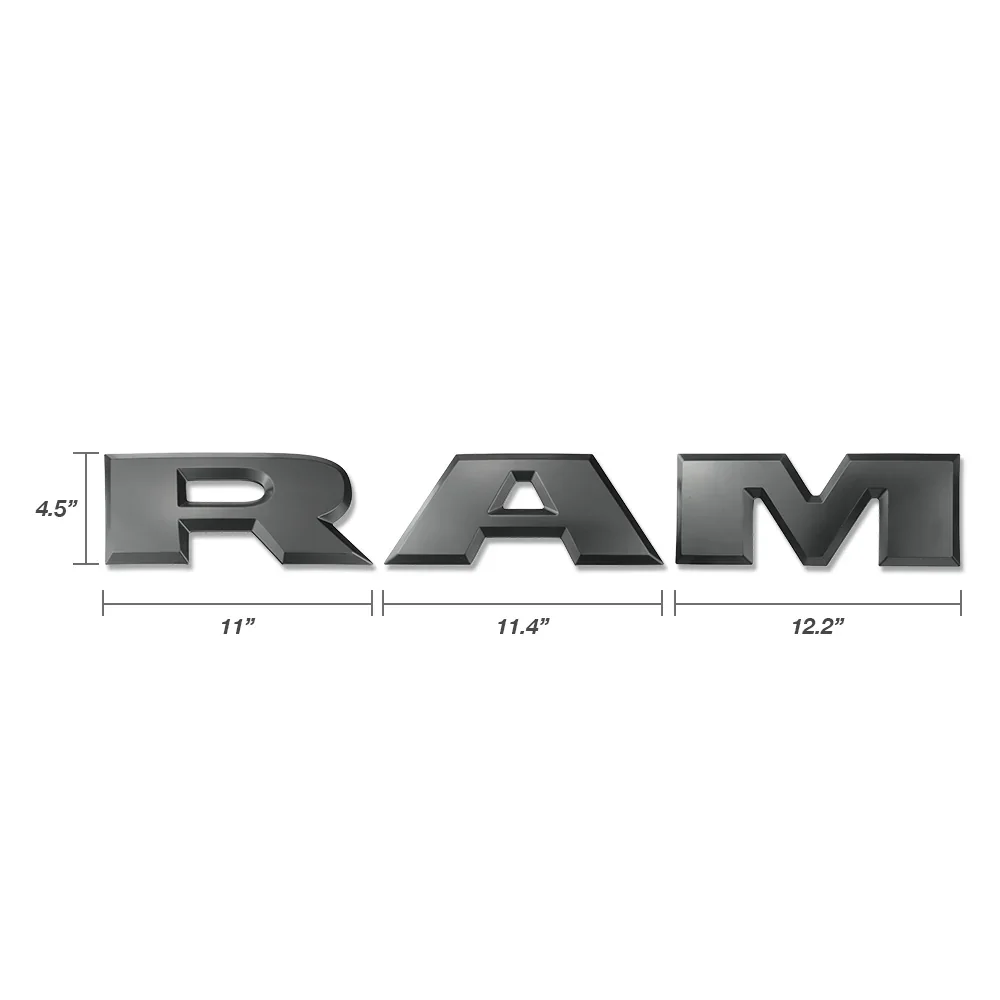 2013-2018 RAM 1500 Plastic Tailgate Letter ABS Inserts Matte Black Decal - Image 3