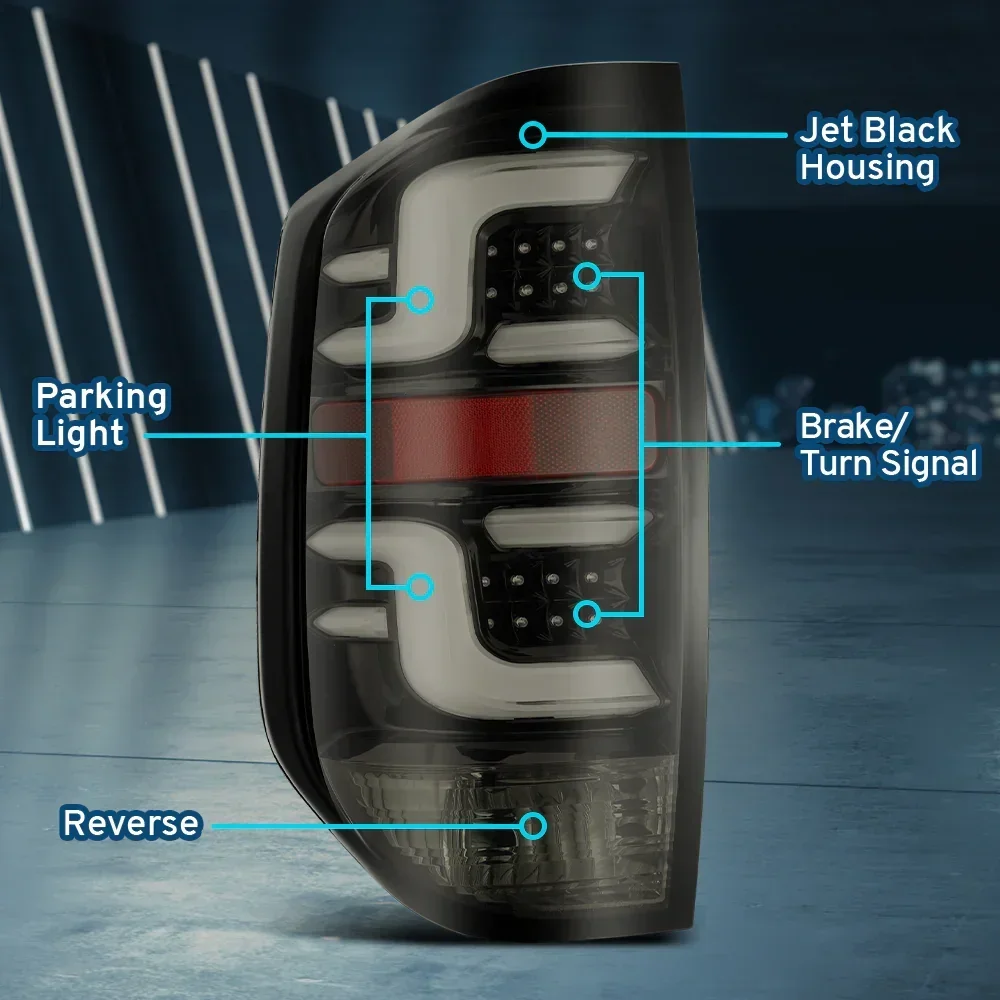 2014 - 2021 Toyota Tundra PRO-Series LED Tail Lights, Jet Black - Image 2