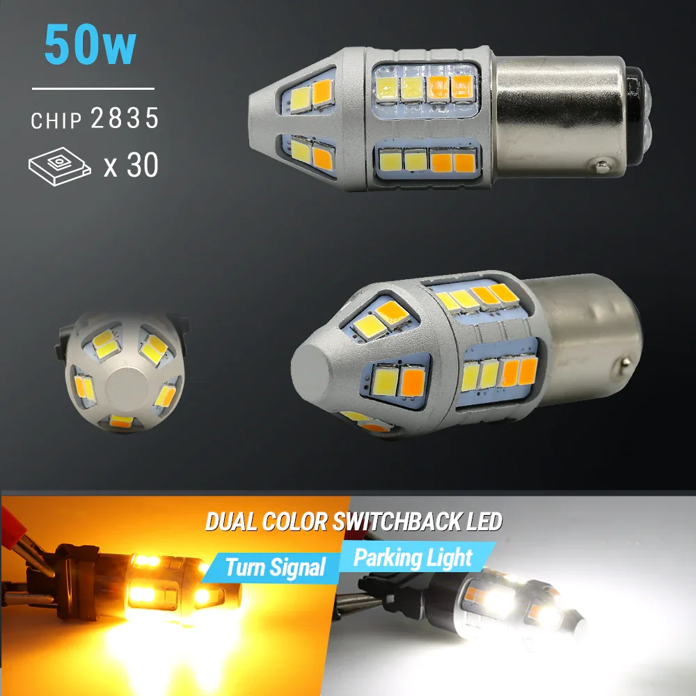 Amber Red White Switchback Strobe LED Light Bulbs for Turn Signal / Brake / Reverse Light - Image 27
