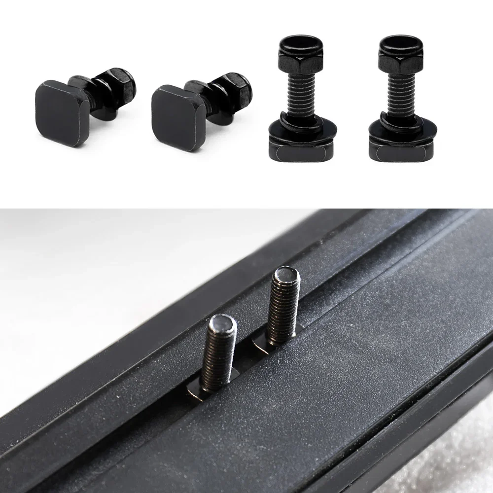4 pcs M8 Size, T-Slot Bolts (T-Bolts) w/ Washer Hex Nuts, Black, Stainless Steel