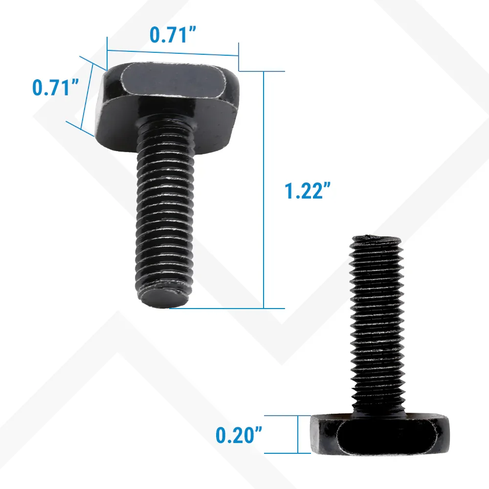 4 pcs M8 Size, T-Slot Bolts (T-Bolts) w/ Washer Hex Nuts, Black, Stainless Steel - Image 6
