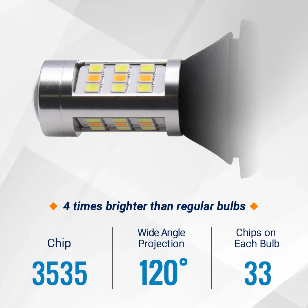 [4th Gen] Built-in Resistors CANBUS LED Switchback Light Bulbs for Front Turn Signal Lights - Image 2