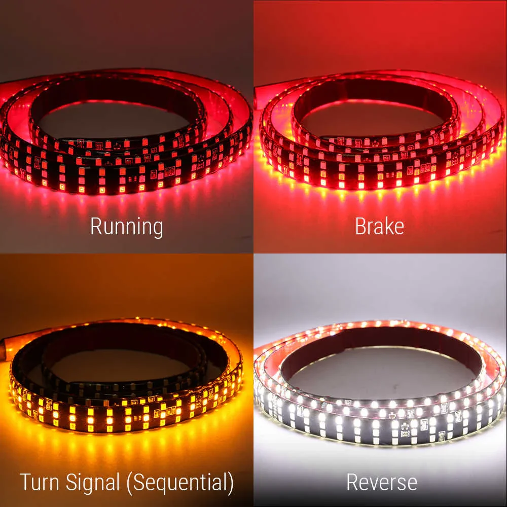 60" Triple Row LED Tailgate Light Strip Brake Reverse Signal Light - Image 3