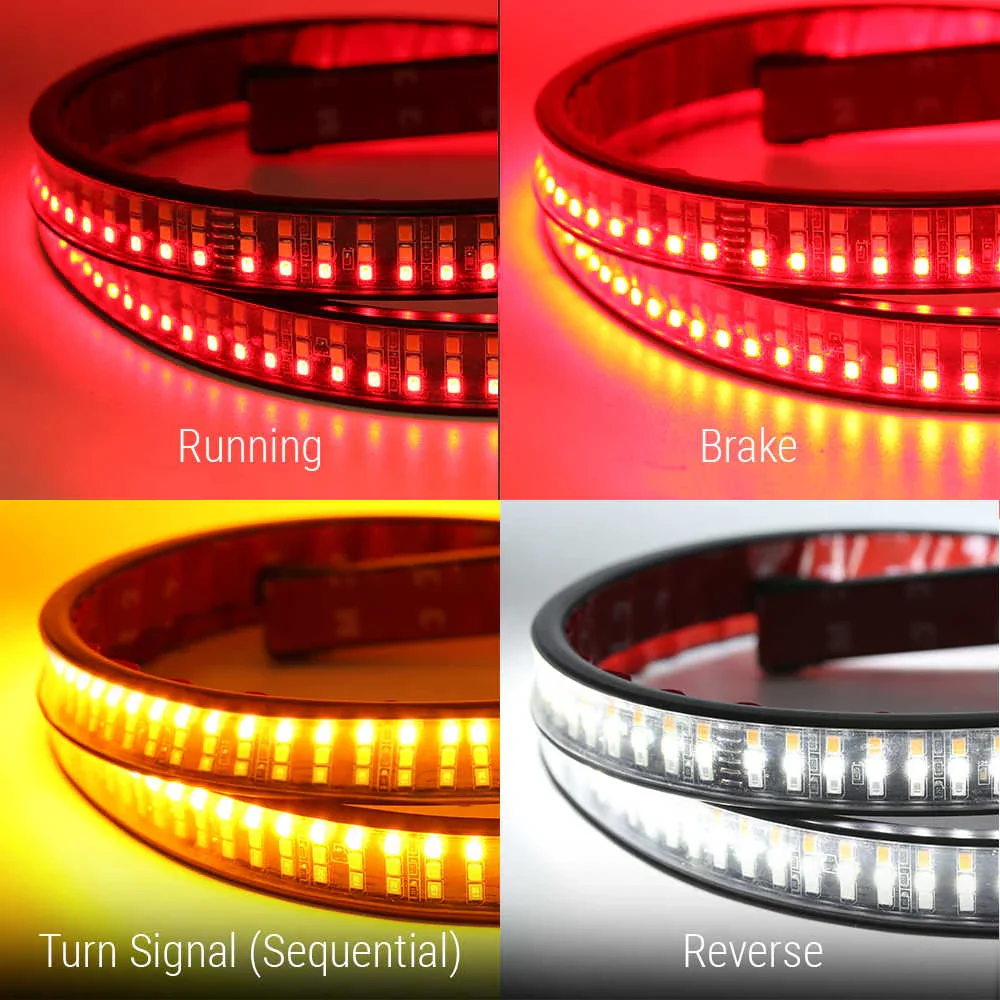 60" Triple Row Thick LED Tailgate Light Strip (w/ Flash Option) - Image 2