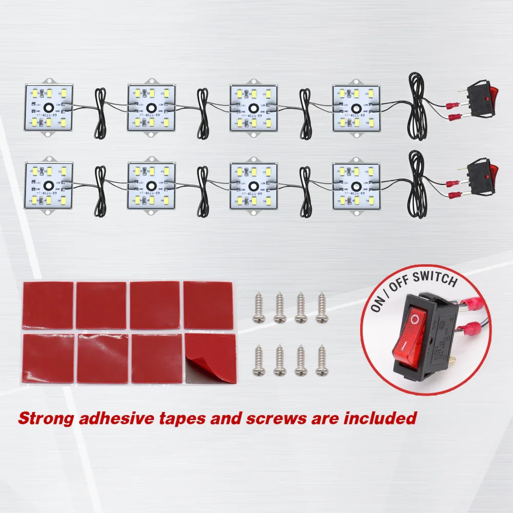 8 pcs of LED Pickup Truck Bed Light Kit Under-Glow Panel, 6000K White, w/ Switch Harness - Image 5