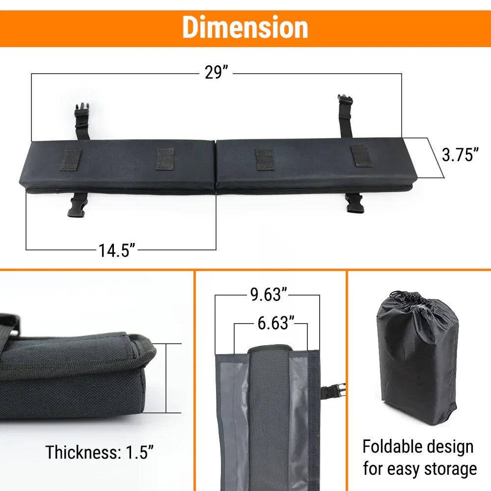Black Soft Roof Rack Pad, Kayak / Surfboard / Snowboard Holder - Image 4