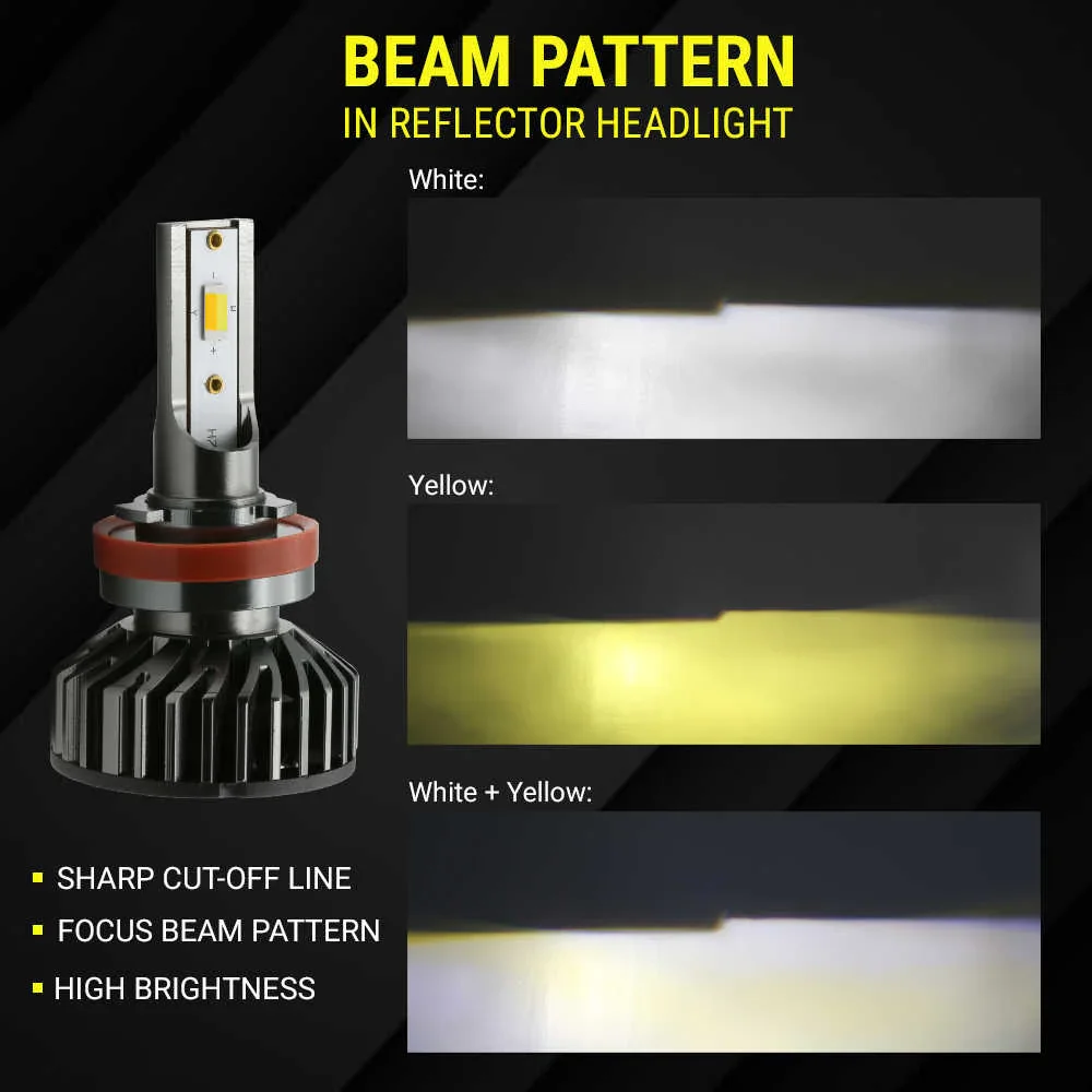 CSP-V2 Series Fog Light LED Bulbs Triple Color White/Amber (H11 H8 H9) - Image 6