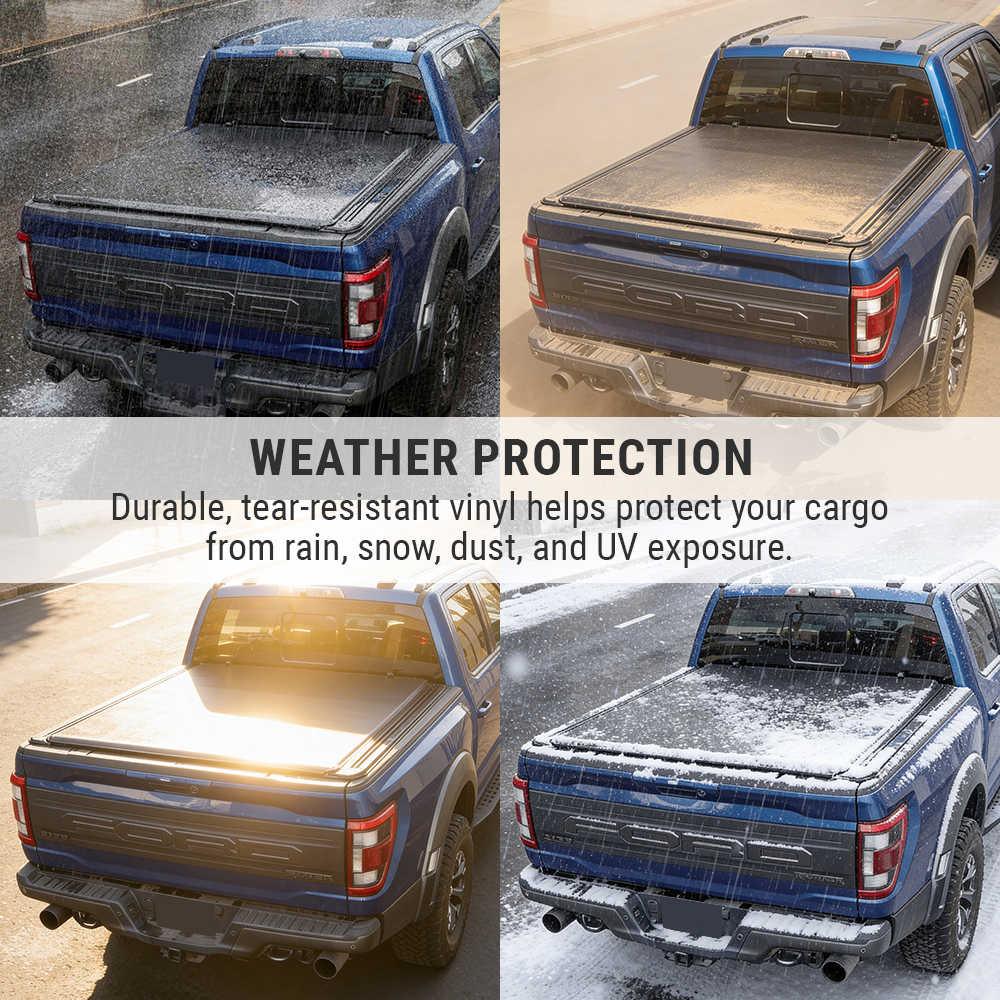 Silverado 1500 Soft Roll-Up Tonneau Cover With T-Slot Channel - Image 5