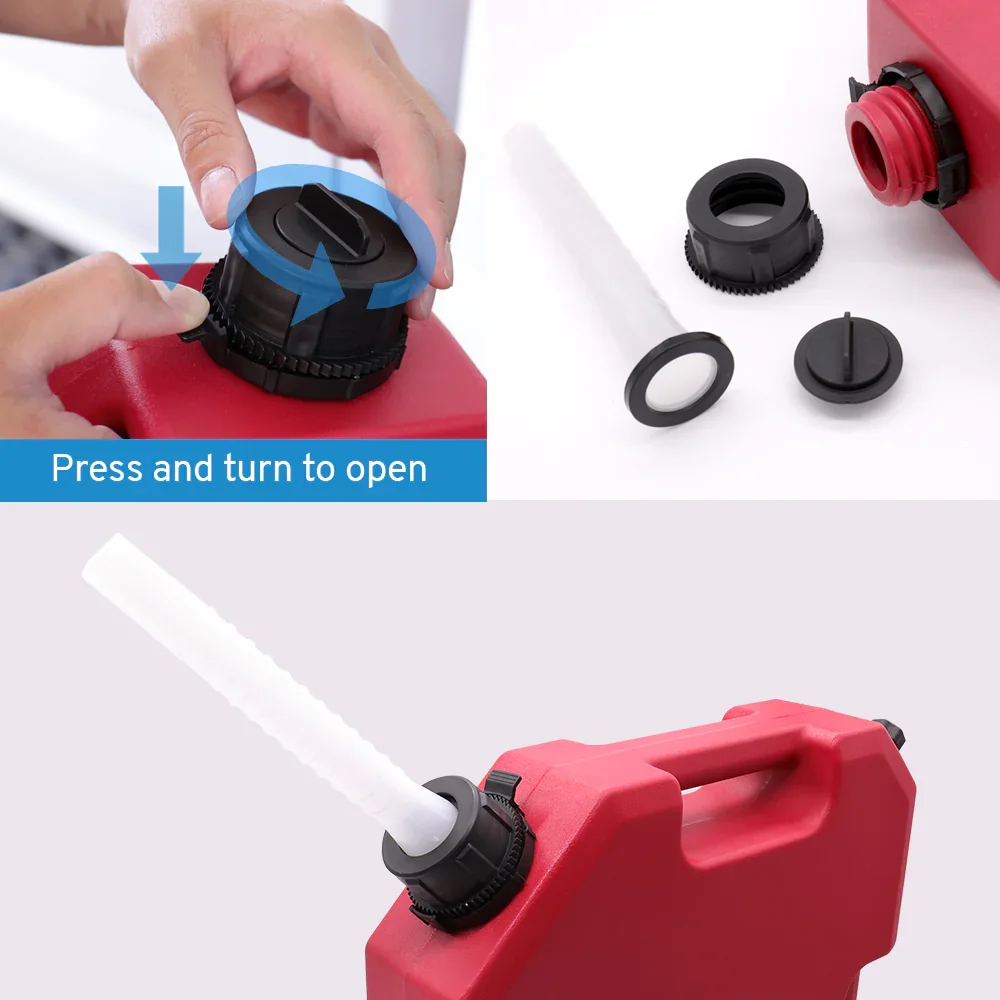 Plastic Portable Spare Gallon / Liter Fuel Tank Gas Container, Red - Image 7