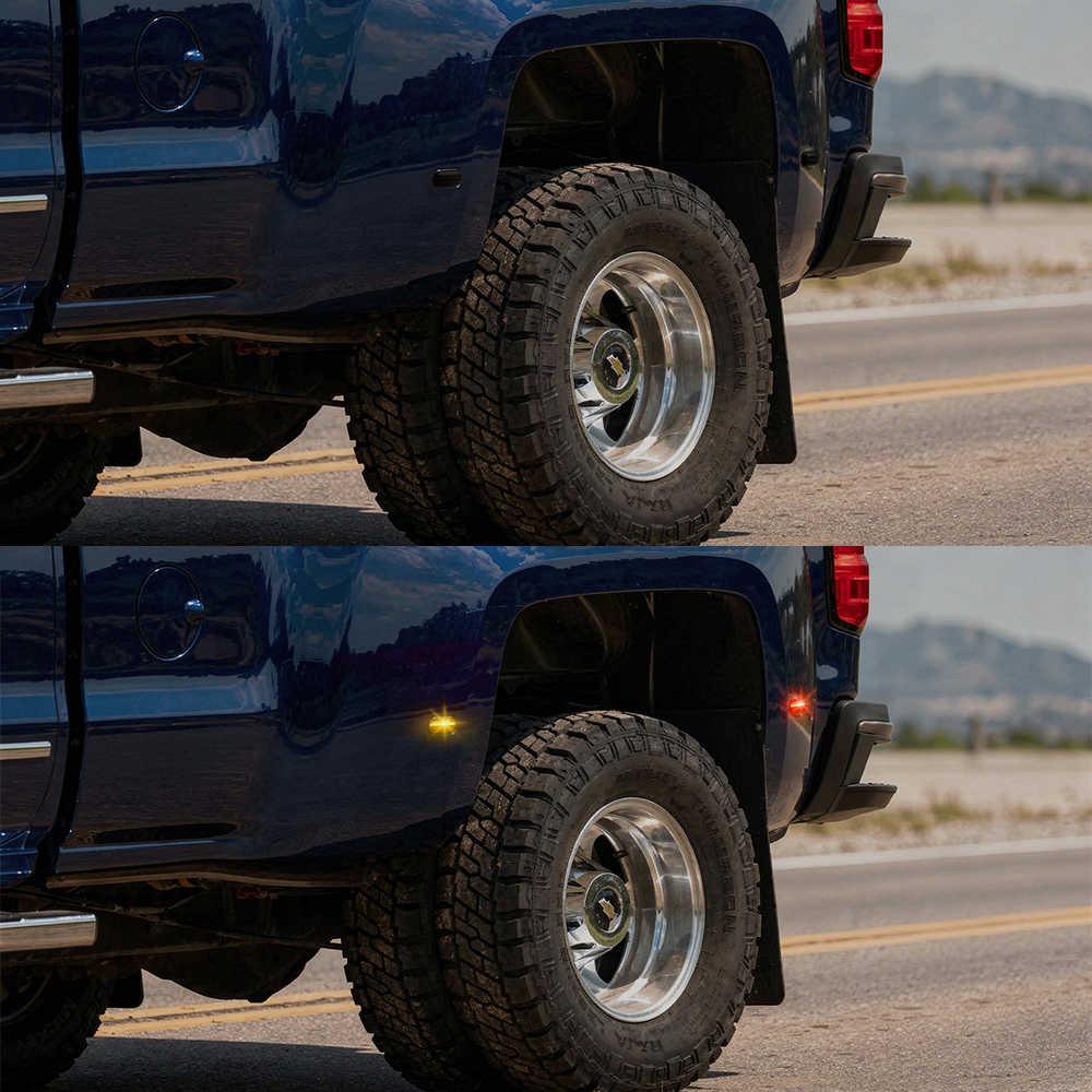Red & Yellow LED Smoke Dually Fender Side Marker Lights For Silverado/Sierra - Image 7