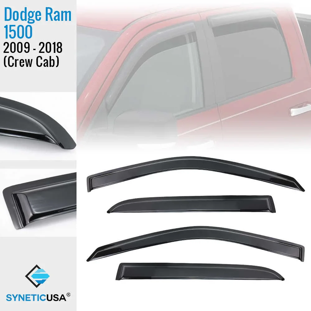 Smoke Window Visor For 2009 - 2018 RAM 1500 Crew Cab