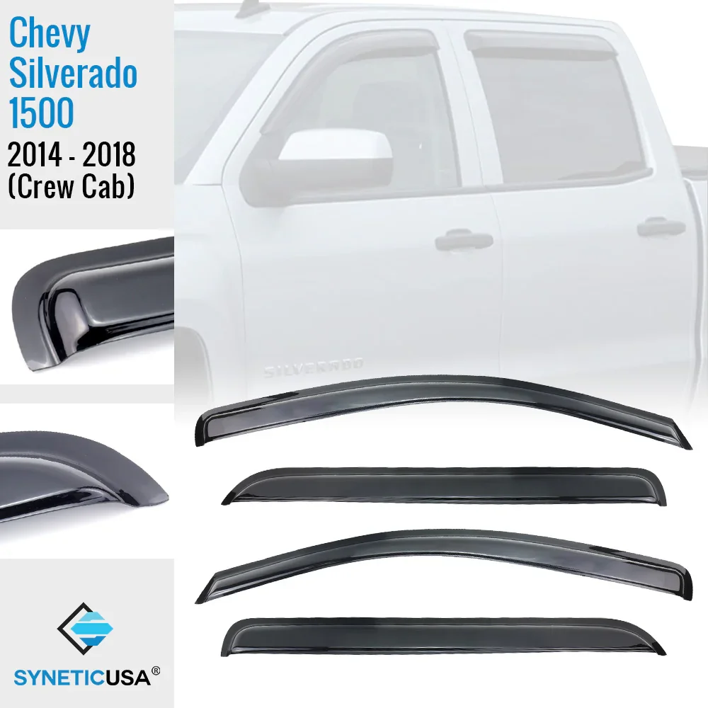 Smoke Window Visor For 2014 - 2018 Silverado 1500 Crew Cab