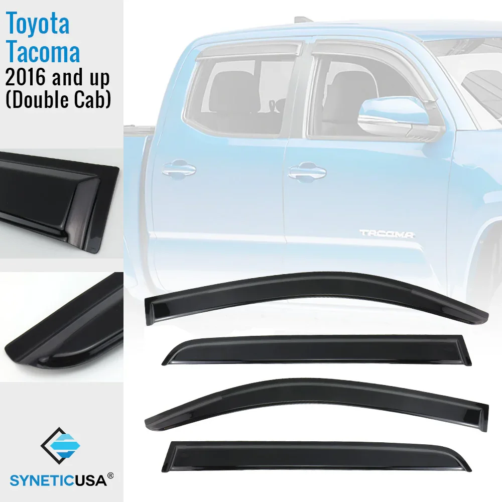 Smoke Window Visor For 2016 and up Tacoma Double Cab