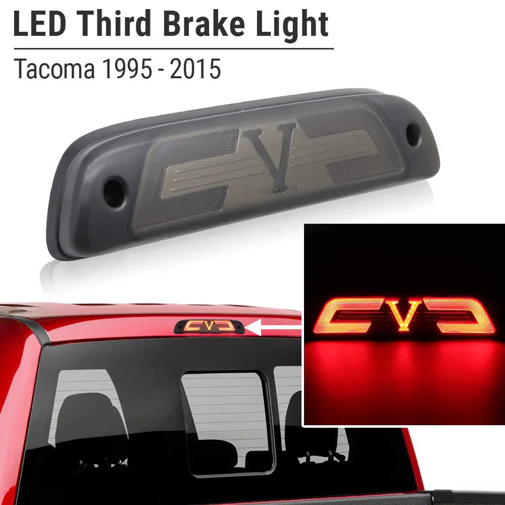 V-Shape Smokes Lens Red LED 3rd Brake Light for 1995-2015 Toyota Tacoma