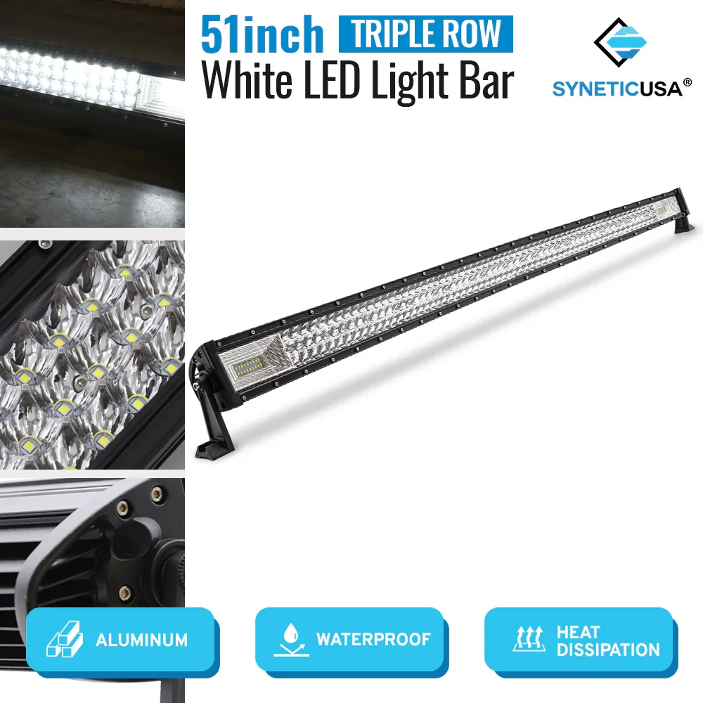32"-52" Triple Row LED Straight Working Light Bar, Flood Spot Combo Beam, 6000K Waterproof Fog Lights - Image 11