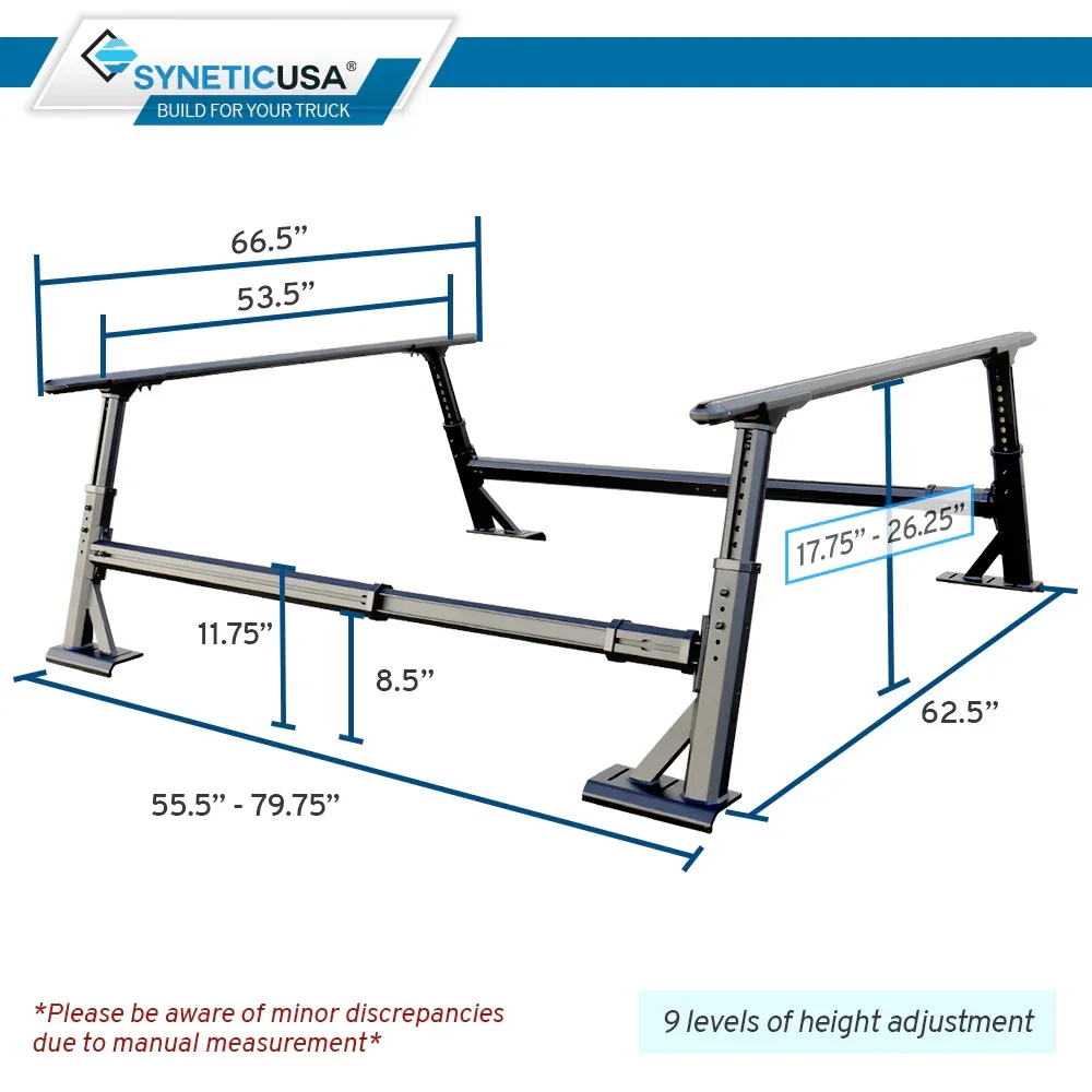 SYNETICUSA® R1L Aluminum Heavy Duty Adjustable Ladder Rack (6ft - 8ft Cover Mount) - Image 8