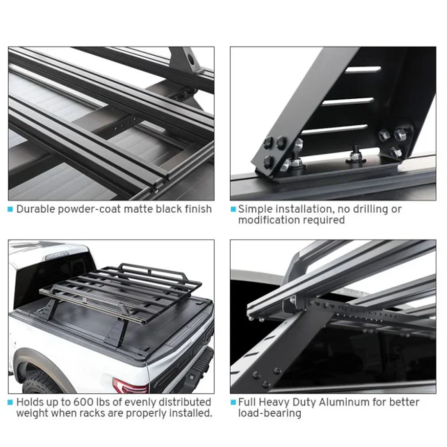 SYNETICUSA® R2 Stainless Steel Heavy Duty Truck Bed Cargo Luggage Rack Kit - Image 6