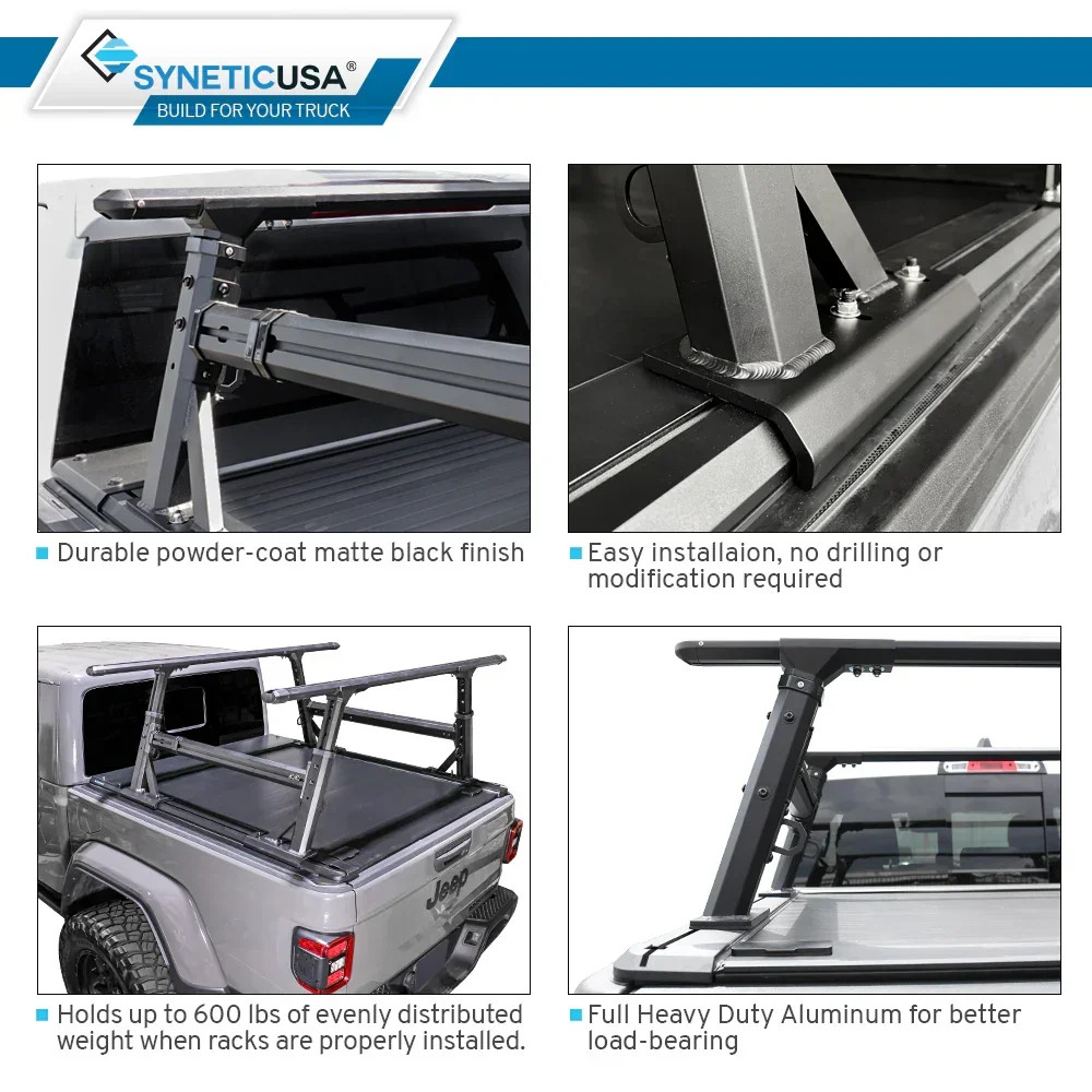 [2-in-1 Bundle] Jeep Gladiator Retractable PRO Tonneau Cover w/ Rack System - Image 4