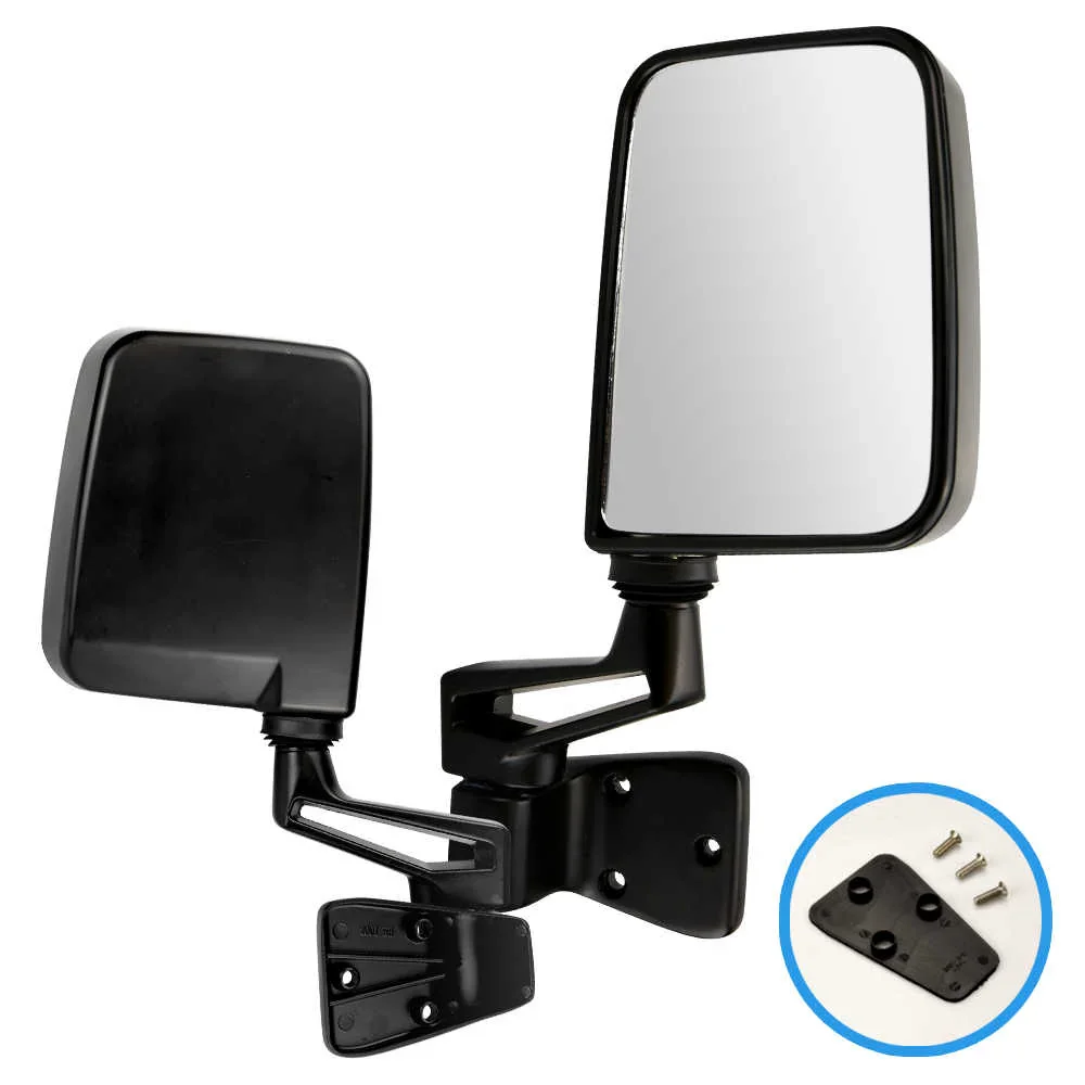 Tow Mirror Sets L+R Matte Black Manual Folding