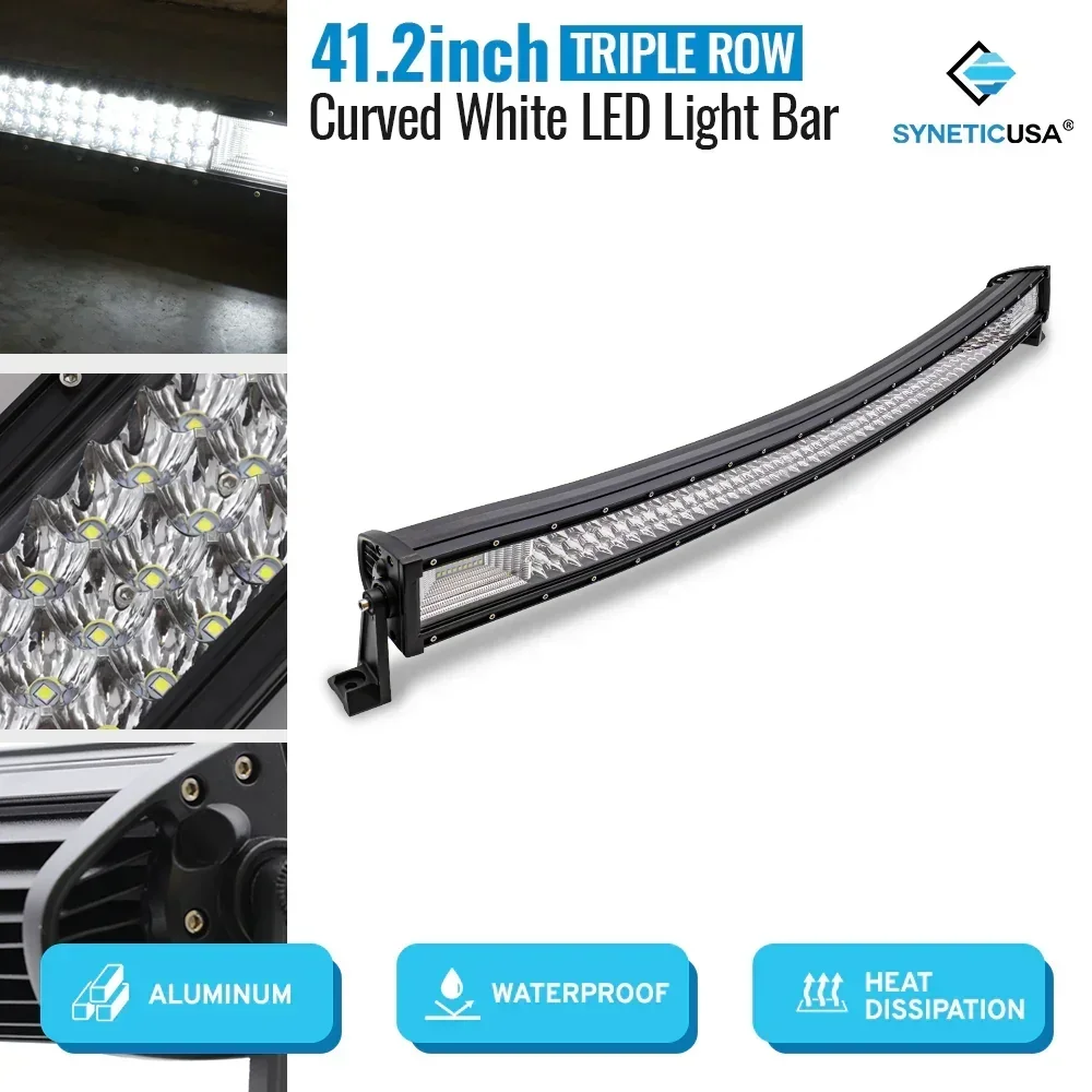 32"-52" Triple Row LED Curved Working Light Bar, Flood Spot Combo Beam, 6000K Waterproof Fog Lights - Image 7