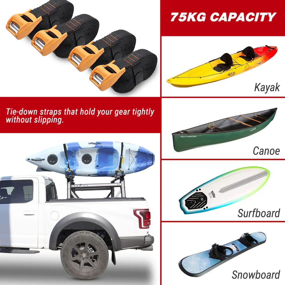 Universal 2-in-1 Aluminum Foldable Canoe / Kayak / Surfboard Carrier Roof Rack J-Bar - Image 6