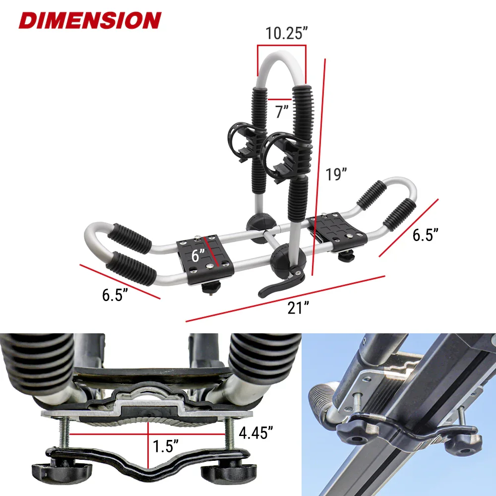 Universal 2-in-1 Aluminum Foldable Canoe / Kayak / Surfboard Carrier Roof Rack J-Bar - Image 7