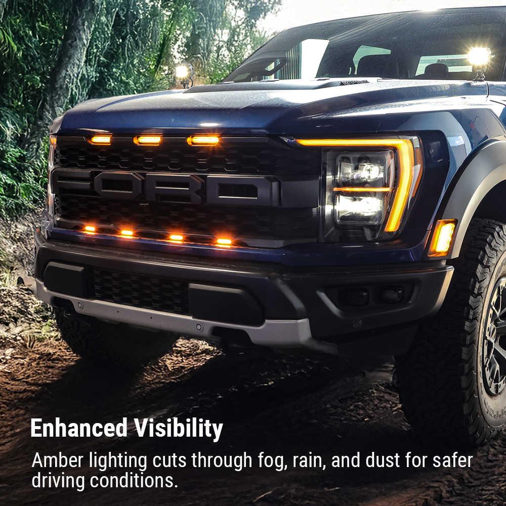 Universal Front Grille LED Light Kit - Amber Pods - Image 2